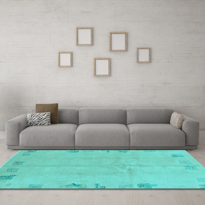 Machine Washable Abstract Light Blue Modern Rug in a Living Room, wshabs3582lblu