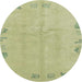 Round Abstract Avocado Green Modern Rug, abs3582