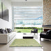 Square Abstract Avocado Green Modern Rug in a Living Room, abs3582