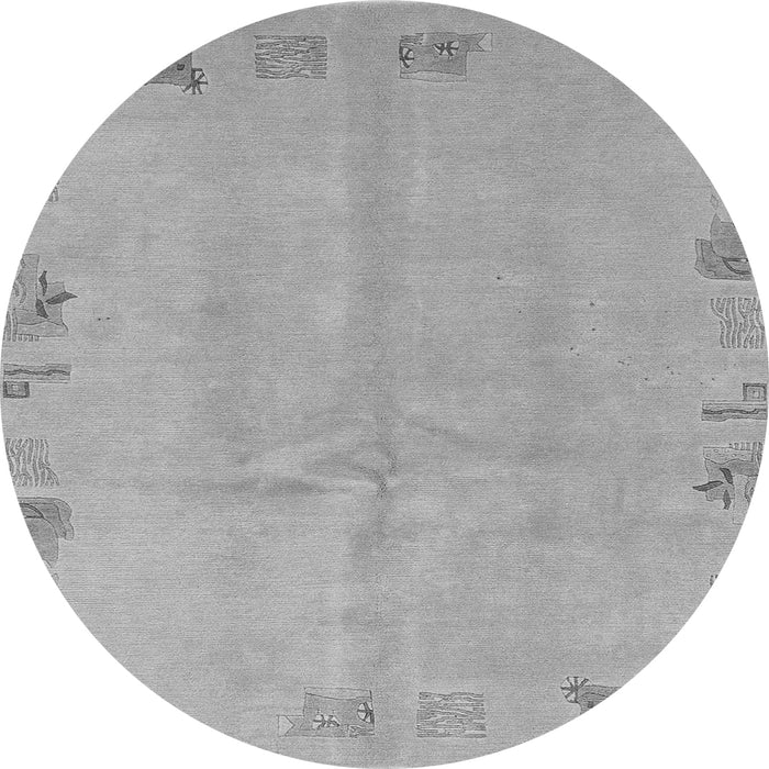 Round Machine Washable Abstract Gray Modern Rug, wshabs3582gry