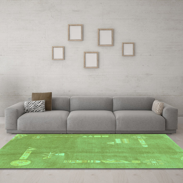 Machine Washable Abstract Turquoise Modern Area Rugs in a Living Room,, wshabs3583turq