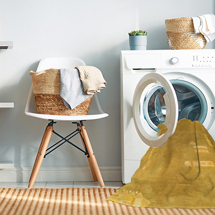 Machine Washable Abstract Orange Rug in a Washing Machine, wshabs3583