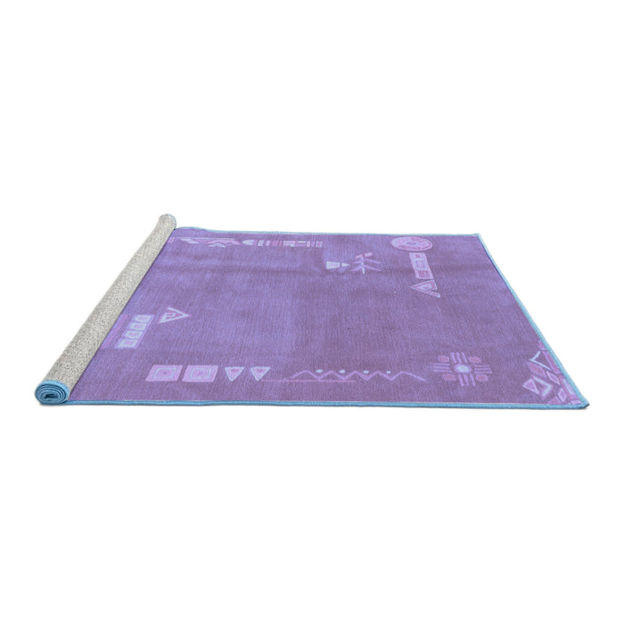 Sideview of Machine Washable Abstract Blue Modern Rug, wshabs3583blu