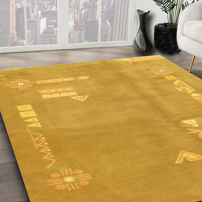 Abstract Orange Modern Rug in Family Room, abs3583