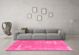 Machine Washable Abstract Pink Modern Rug in a Living Room, wshabs3583pnk