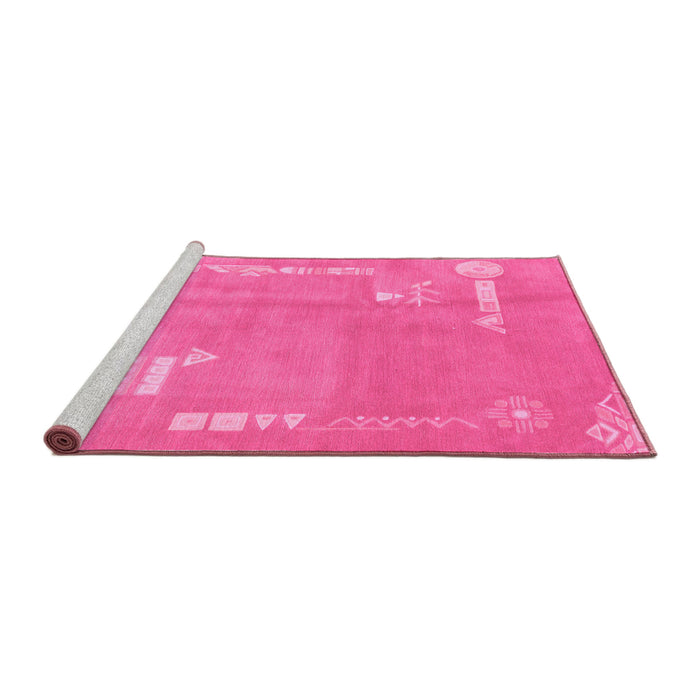 Sideview of Machine Washable Abstract Pink Modern Rug, wshabs3583pnk
