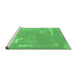 Sideview of Machine Washable Abstract Emerald Green Modern Area Rugs, wshabs3583emgrn