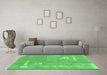 Machine Washable Abstract Emerald Green Modern Area Rugs in a Living Room,, wshabs3583emgrn