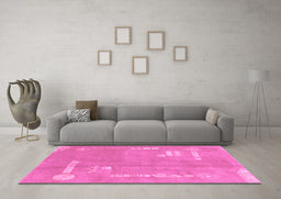 Machine Washable Abstract Purple Modern Area Rugs in a Living Room, wshabs3583pur