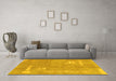 Machine Washable Abstract Yellow Modern Rug in a Living Room, wshabs3583yw