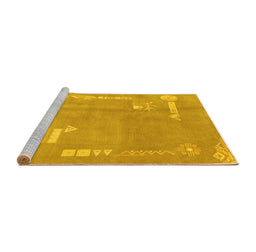 Sideview of Machine Washable Abstract Yellow Modern Rug, wshabs3583yw