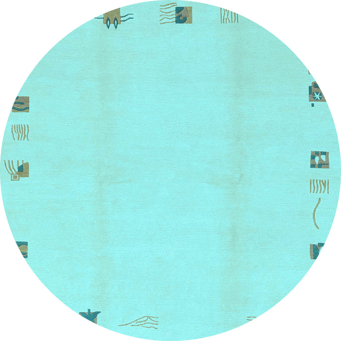 Round Machine Washable Solid Light Blue Modern Rug, wshabs3584lblu