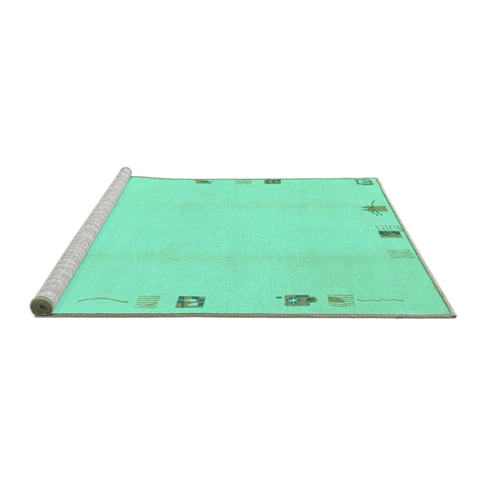 Sideview of Machine Washable Solid Turquoise Modern Area Rugs, wshabs3584turq