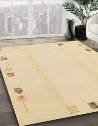 Abstract Brown Gold Solid Rug, abs3584