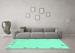 Machine Washable Solid Turquoise Modern Area Rugs in a Living Room,, wshabs3584turq