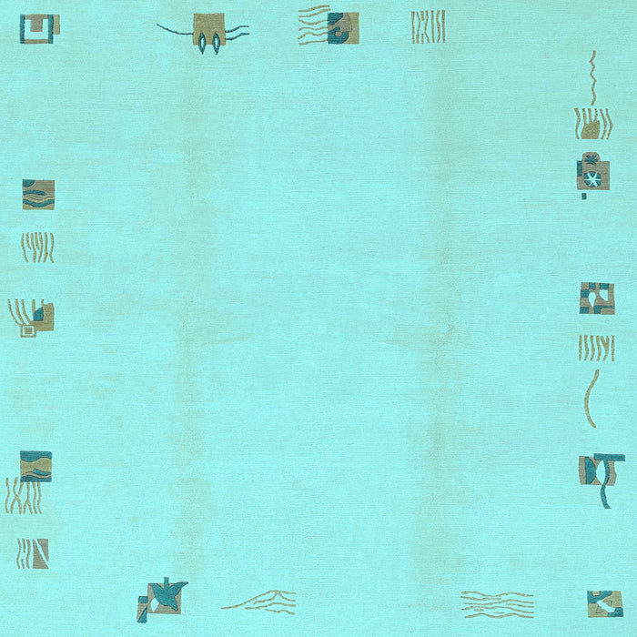 Square Machine Washable Solid Light Blue Modern Rug, wshabs3584lblu