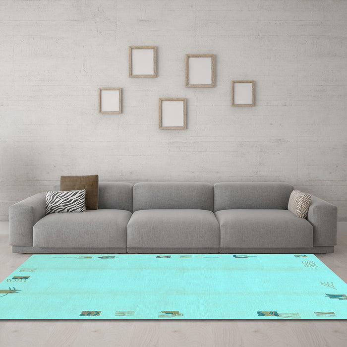 Machine Washable Solid Light Blue Modern Rug in a Living Room, wshabs3584lblu