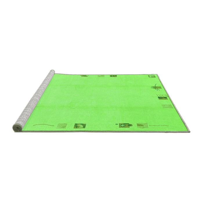 Sideview of Machine Washable Solid Green Modern Area Rugs, wshabs3584grn