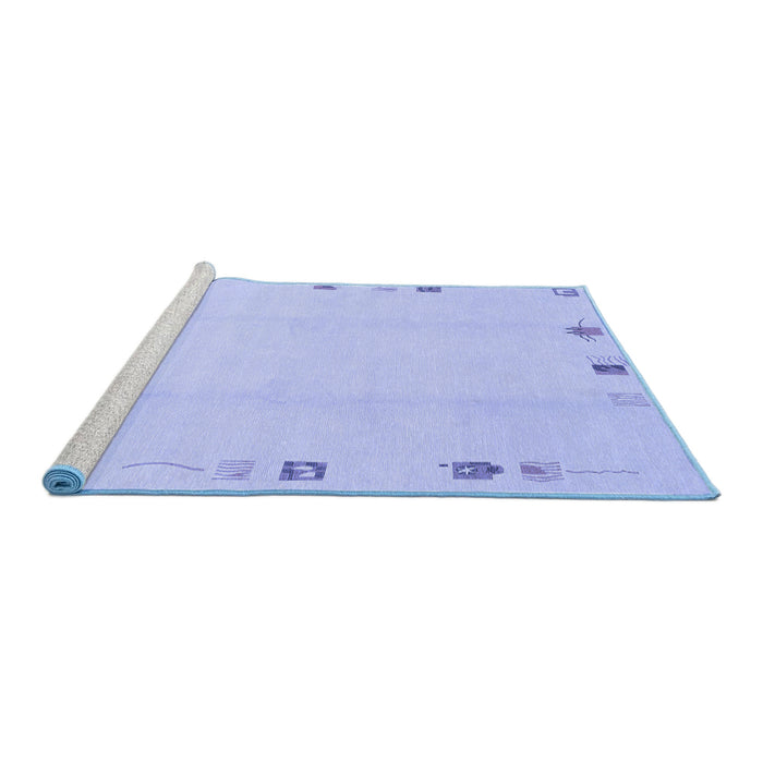 Sideview of Machine Washable Solid Blue Modern Rug, wshabs3584blu