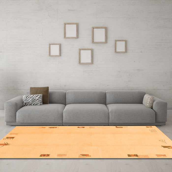 Machine Washable Solid Orange Modern Area Rugs in a Living Room, wshabs3584org