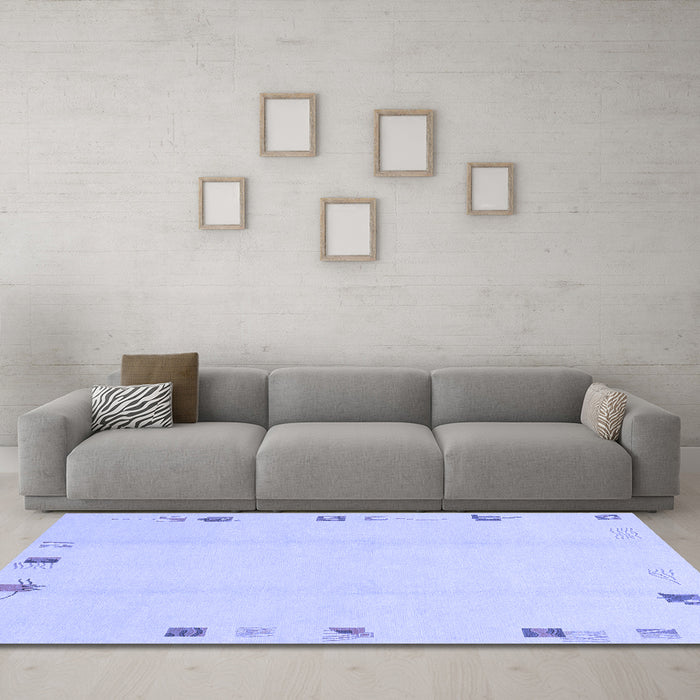 Machine Washable Solid Blue Modern Rug in a Living Room, wshabs3584blu