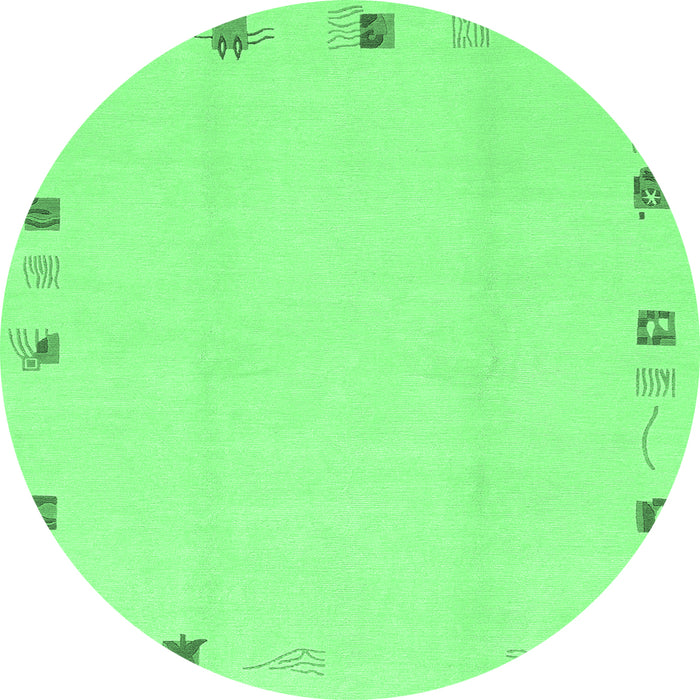 Round Machine Washable Solid Emerald Green Modern Area Rugs, wshabs3584emgrn