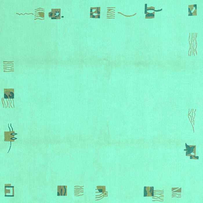 Square Machine Washable Solid Turquoise Modern Area Rugs, wshabs3584turq
