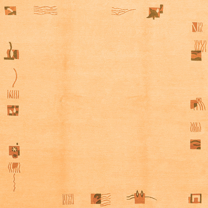 Square Machine Washable Solid Orange Modern Area Rugs, wshabs3584org
