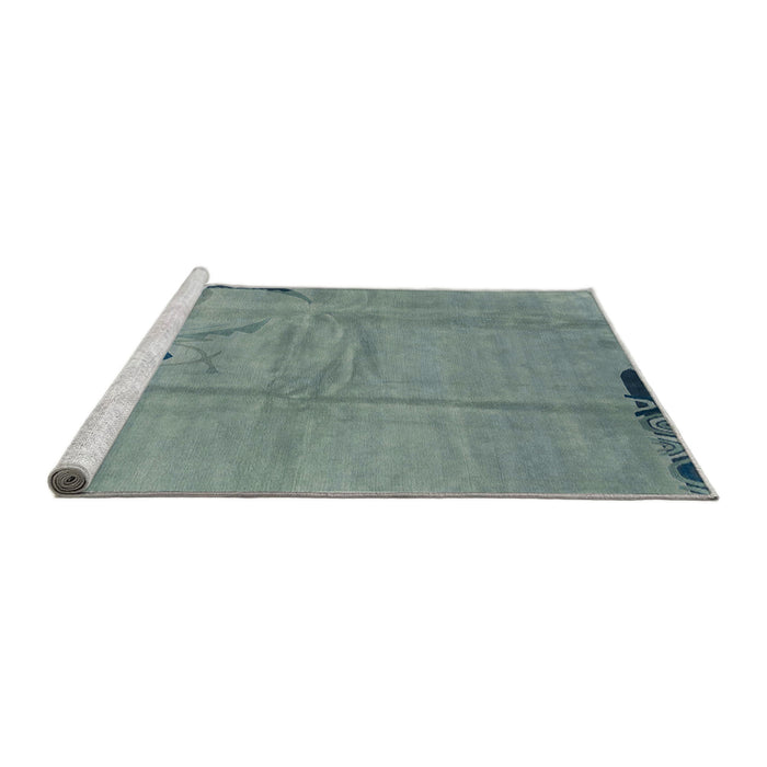 Sideview of Machine Washable Abstract Dark Sea Green Rug, wshabs3585
