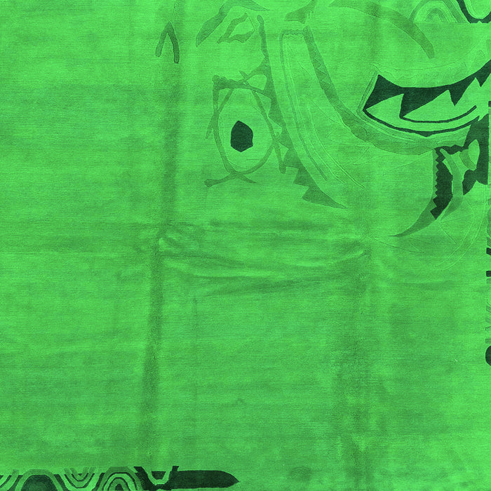 Square Machine Washable Abstract Green Modern Area Rugs, wshabs3585grn