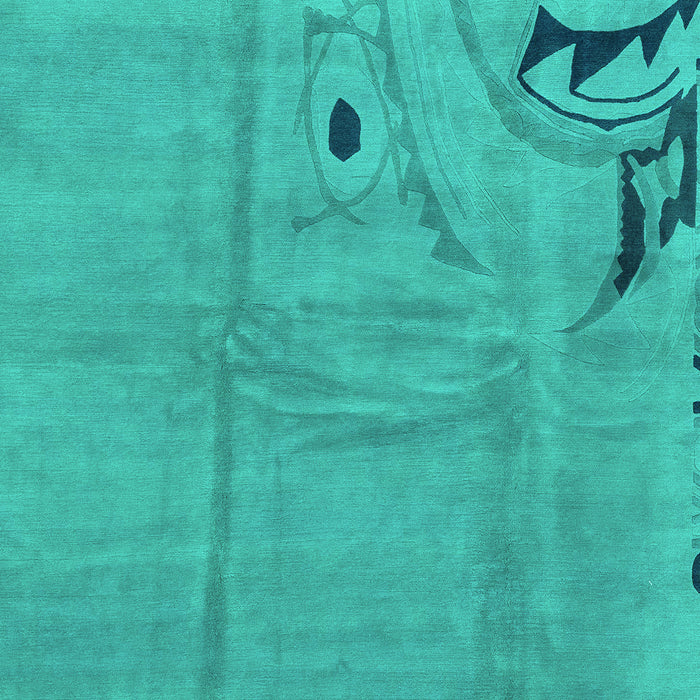 Machine Washable Abstract Turquoise Modern Area Rugs, wshabs3585turq