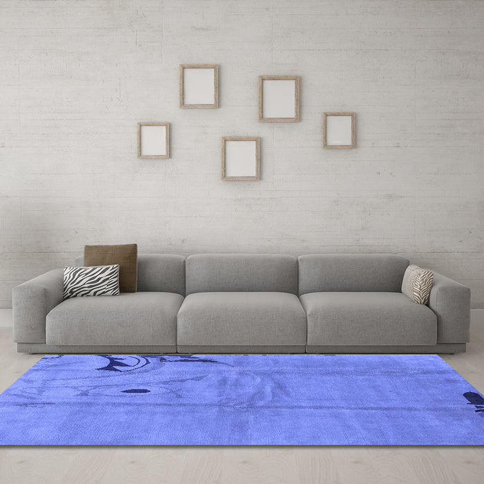Machine Washable Abstract Blue Modern Rug in a Living Room, wshabs3585blu