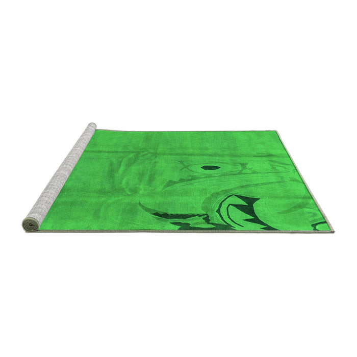 Sideview of Machine Washable Abstract Green Modern Area Rugs, wshabs3585grn