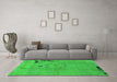 Machine Washable Abstract Green Modern Area Rugs in a Living Room,, wshabs3585grn