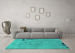 Machine Washable Abstract Turquoise Modern Area Rugs in a Living Room,, wshabs3585turq