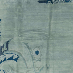 Square Abstract Dark Sea Green Modern Rug, abs3585