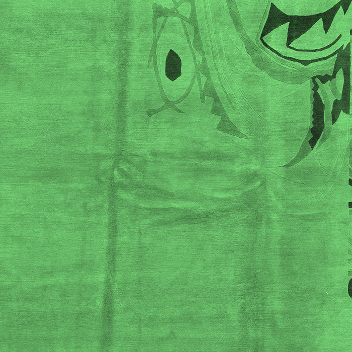 Machine Washable Abstract Emerald Green Modern Area Rugs, wshabs3585emgrn