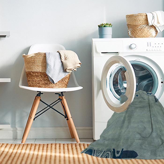 Machine Washable Abstract Dark Sea Green Rug in a Washing Machine, wshabs3585