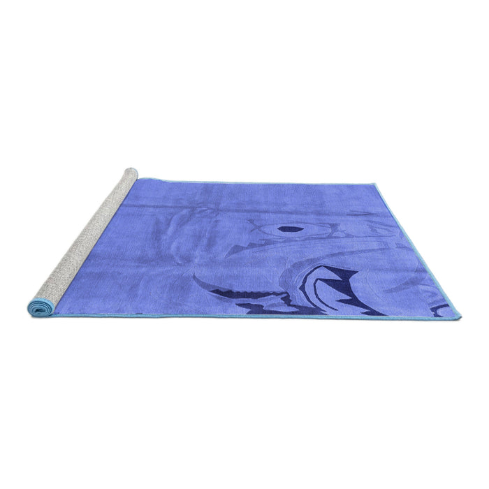 Sideview of Machine Washable Abstract Blue Modern Rug, wshabs3585blu