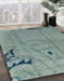 Abstract Dark Sea Green Modern Rug in Family Room, abs3585