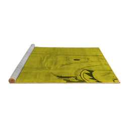 Sideview of Machine Washable Abstract Yellow Modern Rug, wshabs3585yw