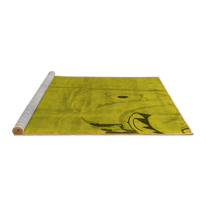 Sideview of Machine Washable Abstract Yellow Modern Rug, wshabs3585yw