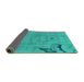 Sideview of Abstract Turquoise Modern Rug, abs3585turq