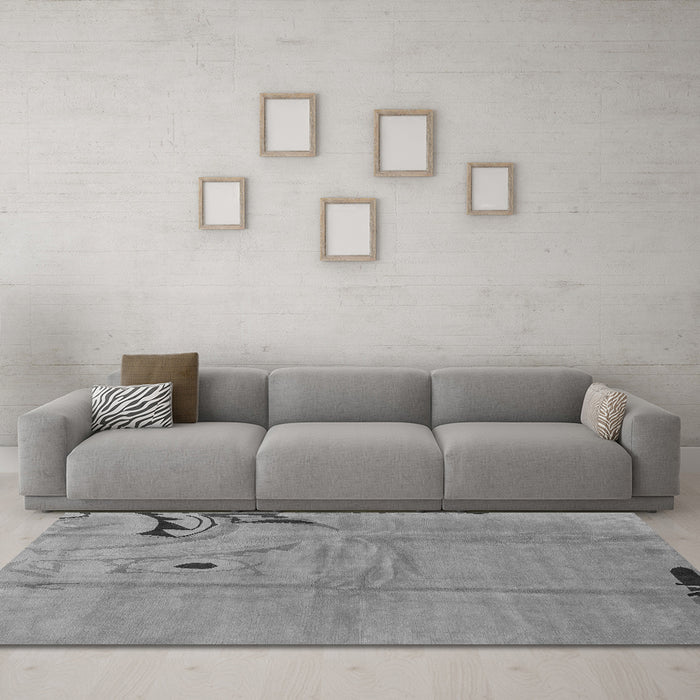 Machine Washable Abstract Gray Modern Rug in a Living Room,, wshabs3585gry