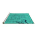 Sideview of Machine Washable Abstract Turquoise Modern Area Rugs, wshabs3585turq