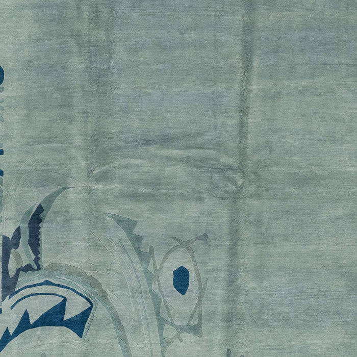 Abstract Dark Sea Green Modern Rug, abs3585