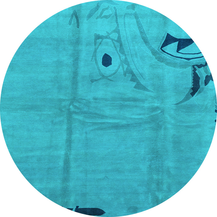 Round Machine Washable Abstract Light Blue Modern Rug, wshabs3585lblu