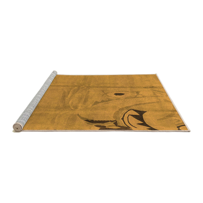 Sideview of Machine Washable Abstract Orange Modern Area Rugs, wshabs3585org