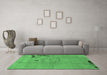 Machine Washable Abstract Emerald Green Modern Area Rugs in a Living Room,, wshabs3585emgrn