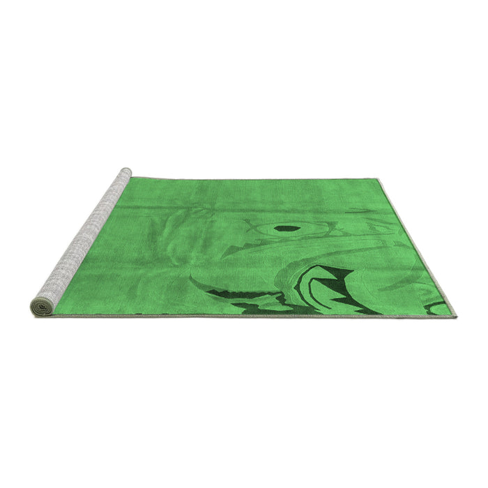 Sideview of Machine Washable Abstract Emerald Green Modern Area Rugs, wshabs3585emgrn